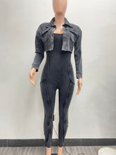 Sexy Jumpsuit Tracksuit And Long Sleeve Jacket Set