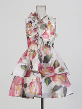 Fashion Flower Asymmetric Ruffle Mini Dress