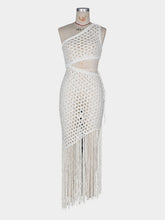 Sexy One-Shoulder Hollow Out Fringe Knit Dress