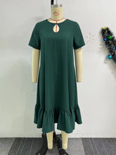 Solid Color Ruffle Loose Short Sleeve Dress