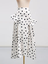 Elegant Polka Dot Print Ruffles High Waist Long Skirt
