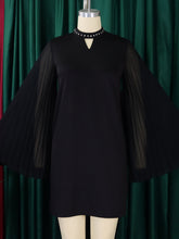 Fashion Pleat Flare-sleeve Loose Dress