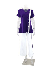 Fashion V-neck Slim Top and Straight Pant Two Piece Set