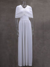 Elegant High Waist Cape Pleated Maxi Dress