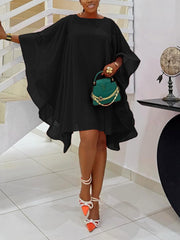 Fashion Chiffon Ruffle Sleeve Loose Mini Dress