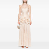 Ruffle Trim Strapless Maxi Dress-boutique