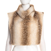 High Neck Striped Plush Sleeveless Top