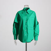 Asymmetric Patchwork Button Up Shirt
