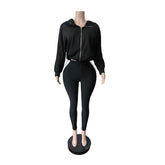 Drawstring Zip Hoodie and Leggings Set