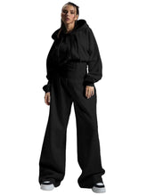 Fleece Hooded Zip Front Wide Leg Jumpsuit