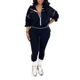 Women's Solid Zip Jacket and Jogger Pants Set
