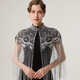 Hand Beaded Sequin Fringe Evening Cape-boutique
