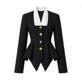 Contrast Trim Tailored Blazer-boutique