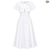 Brooch Cape Sleeve A Line Midi Dress
