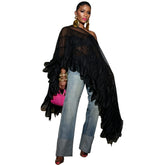 Layered Ruffle One Shoulder Mesh Top