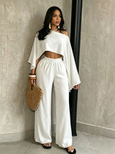 One Shoulder Cropped Top and Pocket Pants Set