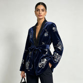 Sequin Panel Belted Tailored Jacket-boutique