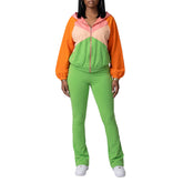 Color Block Zip Jacket and Jogger Pants Set