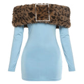 Off Shoulder Leopard Bodycon Dress