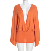 Deep V Flare Sleeve Bodycon Dress
