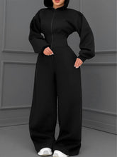 Hooded Zip Front Waist Defined Jumpsuit