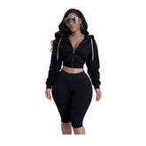 Cropped Zip Hoodie and Capri Pants Set