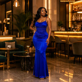 Rhinestone Cowl Neck Cami Maxi Dress
