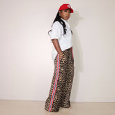 Side Stripe Drawstring Wide Leg Pants