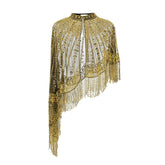 Vintage Beaded Sequin Fringe Cape-boutique