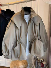 High Collar Drawstring Zip Jacket