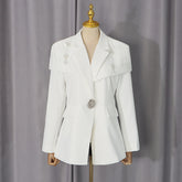 Rhinestone Asymmetric Blazer-boutique