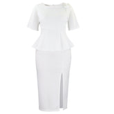 Ruffle Sleeve Slit Bodycon Dress