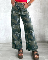 Camouflage Cargo Flare Pants