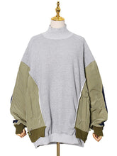 Mock Neck Fleece Panel Oversized Sweatshirt-boutique
