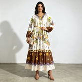 Printed Lantern Sleeve Resort Maxi Dress-boutique