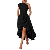 Off Shoulder Ruffle Slit Maxi Dress