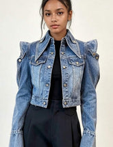 Statement Shoulder Cropped Denim Jacket