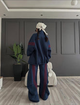 Triple Stripe Stand Collar Jacket and Pants Set