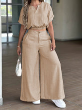Short Sleeve Top and Wide Leg Pants Set