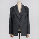 Ruched Tailored Long Sleeve Blazer-boutique