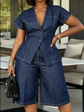Relaxed Denim Jacket and Pants Set