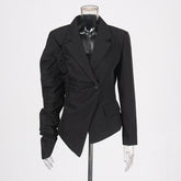 Asymmetric Sculptural Black Blazer-boutique