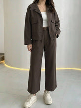 Button Shirt and Straight Leg Pants Set