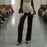 Color Block Wide Leg Tailored Pants
