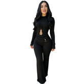 Women's Cutout Long Sleeve Flare Jumpsuit