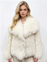 Shaggy Faux Fur Wide Collar Cropped Jacket
