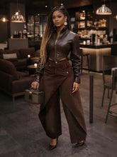 Cross Buckle High Waist Wide Leg Pants