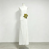 Floral Applique Mock Neck Maxi Dress-boutique