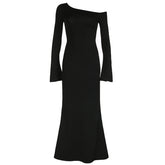 Fashion One Shoulder Long Sleeve Maxi Dress