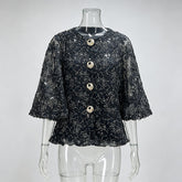 Floral Embroidered Balloon Sleeve Jacket-boutique